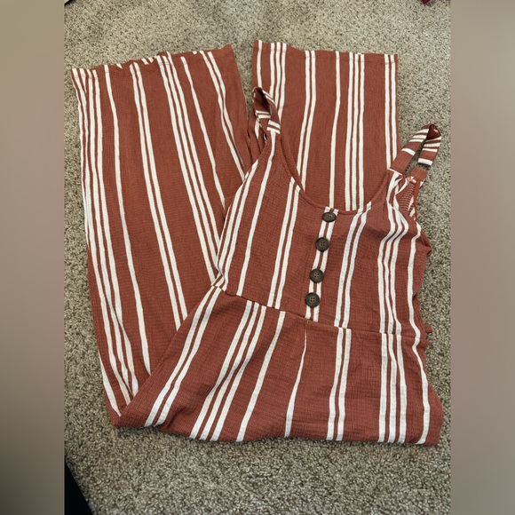Love Tree Pants - {LOVE TREE} Rust Orange Stripe Romper Jumpsuit